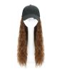 Synthetic Hair Extensions Long Curly Corn Wave Hair Attached With Baseball Cap, Dark Brown Wig Cap