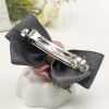 Artificial Rose Flower Cloth Hair Pin Handmade Bowknot Hair Barrettes; Grey