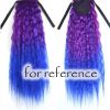 Wavy Curly Wrap Around Ponytail Wig Extension Woman Drawstring Synthetic Hair Extension Fluffy Hairpiece,Purple to Blue Halloween Dress Up Cosplay