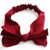 Wine Red Simple Bowknot Stretch Hairband Solid Color Headband Out Wide Hair Ribbon Headwrap