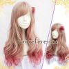 Fading Gold Grey Rose Red 65 cm 2 Tone Cosplay Full Wig Long Curly Hair Wig Halloween Dress Up