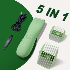 Professional Groin&Body Manscape Trimmer For Men, Electric Ball Shaver Replaceable Ceramic Blade Groomer, Pubic Grooming Clipper Male Razor Fully Wate (Model: GMZD106-G, Color: green)