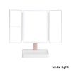 360¬∞ Adjust Foldable Makeup Mirror With LED Light Rechargeable Wireless 1-3X Magnifying 3 Tone Light Desktop Vanity Mirror Table