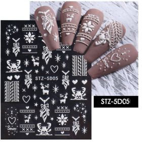 1 piece New nail stickers ins stereo 5D embossed Christmas snowflake French adhesive nail stickers (design: STZ-5D05)