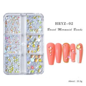 1Box Nail jewelry candy color mermaid illusion round glass crystal beads mixed with macaron nail jewelry diamond (Color: HRYZ-02)