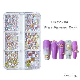 1Box Nail jewelry candy color mermaid illusion round glass crystal beads mixed with macaron nail jewelry diamond (Color: HRYZ-03)