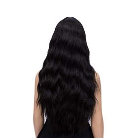 Women's Pink Wig Long Fluffy Curly Wavy Hair Wigs for Girl Heat Friendly Synthetic Cosplay Party Wigs (Color: Black)