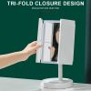 360¬∞ Adjust Foldable Makeup Mirror With LED Light Rechargeable Wireless 1-3X Magnifying 3 Tone Light Desktop Vanity Mirror Table