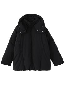 Casual Detachable Hooded 90 White Duck Down Jacket (Option: Black-S)